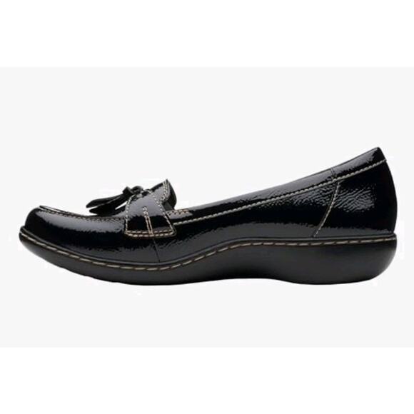 NWoB Collection by Clarks Ashland Bubble Leather Slip On Loafer Women 9.5 Black - Picture 8 of 9
